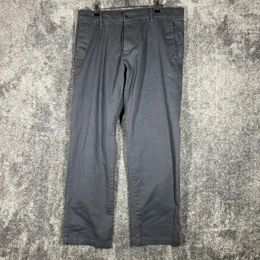 Banana Republic Pants Mens 32x29 Gray Chino Flat Front Straight Fit Stretch